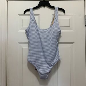 Old Navy size large one piece blue/white seersucker type swimsuit.